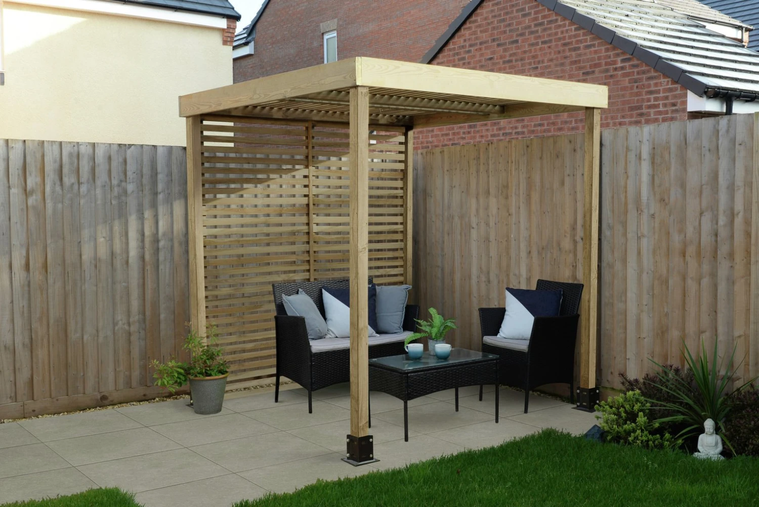 Forest Garden Modular Pergola With Side Panel 3 Forest Garden Modular Pergola With Side Panel