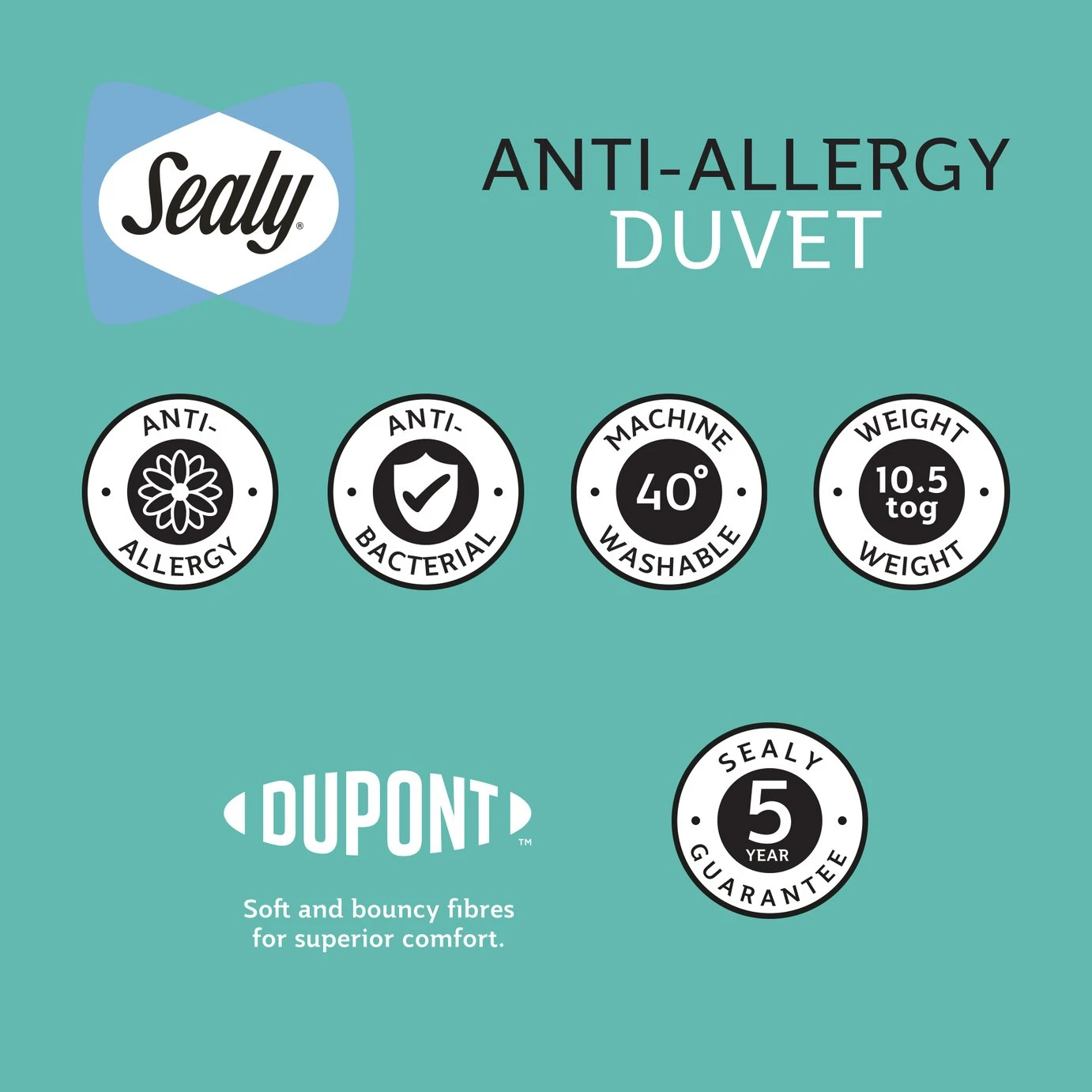 Sealy Anti Allergy Hollowfibre 10.5Tog Duvet - Single 11 Sealy Anti Allergy Hollowfibre 10.5Tog Duvet - Single - Image 9