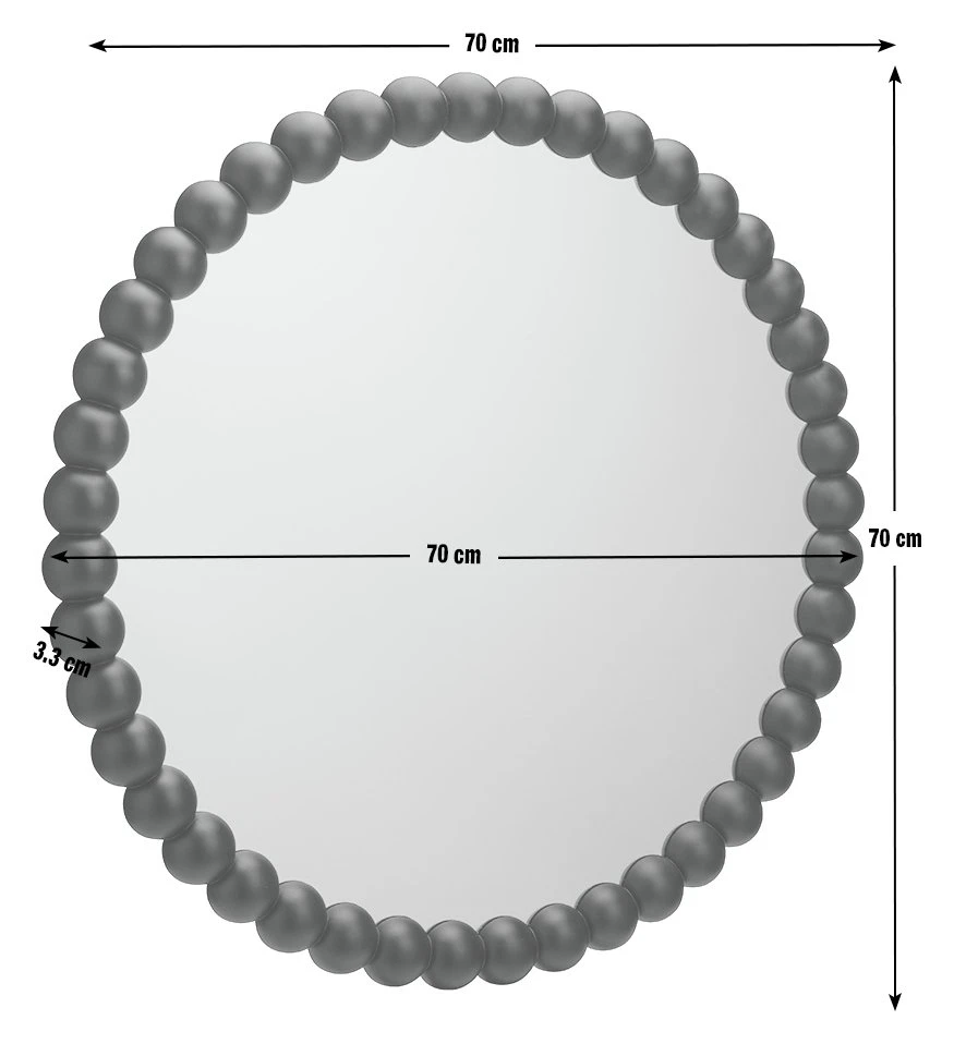 Habitat Beaded Round Wall Mirror - Black - 70x70cm 5 Habitat Beaded Round Wall Mirror - Black - 70x70cm - Image 3