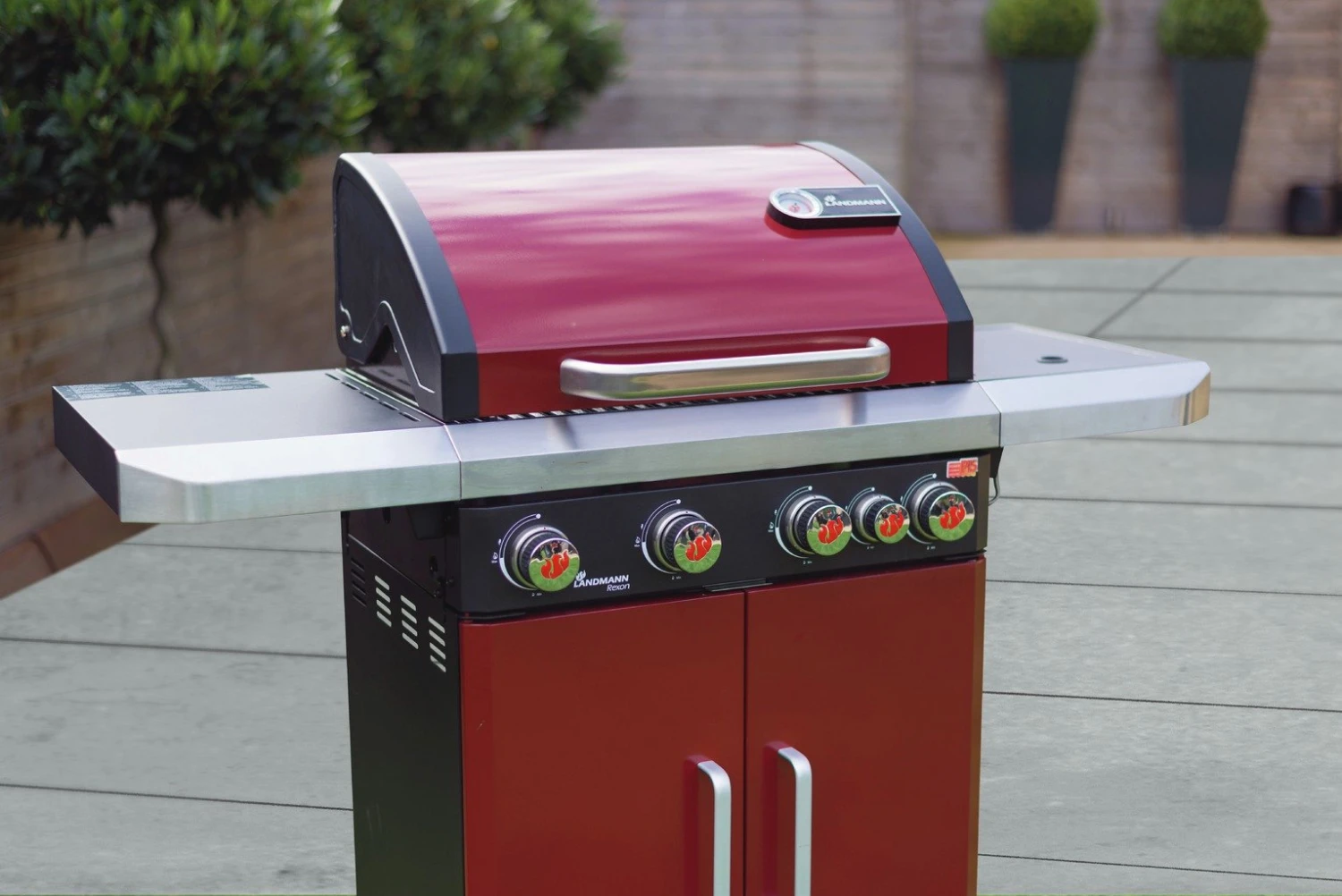 LANDMANN Rexon CooK 4 Burner Gas BBQ - Red 4 LANDMANN Rexon CooK 4 Burner Gas BBQ - Red - Image 2