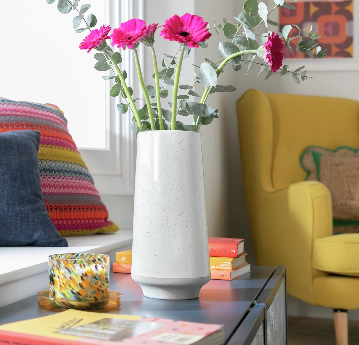 Habitat Reactive Glaze Dipped Ceramic Vase - White 4 Habitat Reactive Glaze Dipped Ceramic Vase - White - Image 2