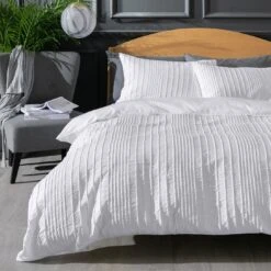 Habitat Crinkle White Bedding Set - Single