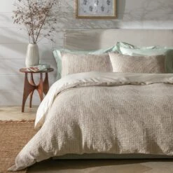 Habitat Cotton Contrast Waffle Beige Bedding Set - Single