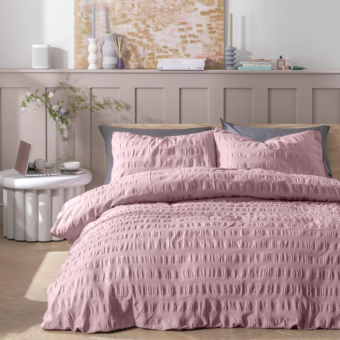 Habitat Seersucker Wide Stripe Lilac Bedding Set - Double 3 Habitat Seersucker Wide Stripe Lilac Bedding Set - Double