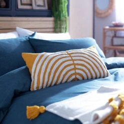 Bedding Promotion Store 11 Habitat Geo Tufted Cushion - Yellow & White - 60x30cm