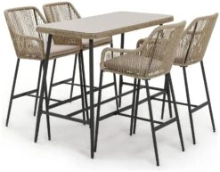 Habitat Malta 4 Seater Rattan Effect Garden Bar Set -Natural -Bedding Promotion Store 1242245 R Z002A