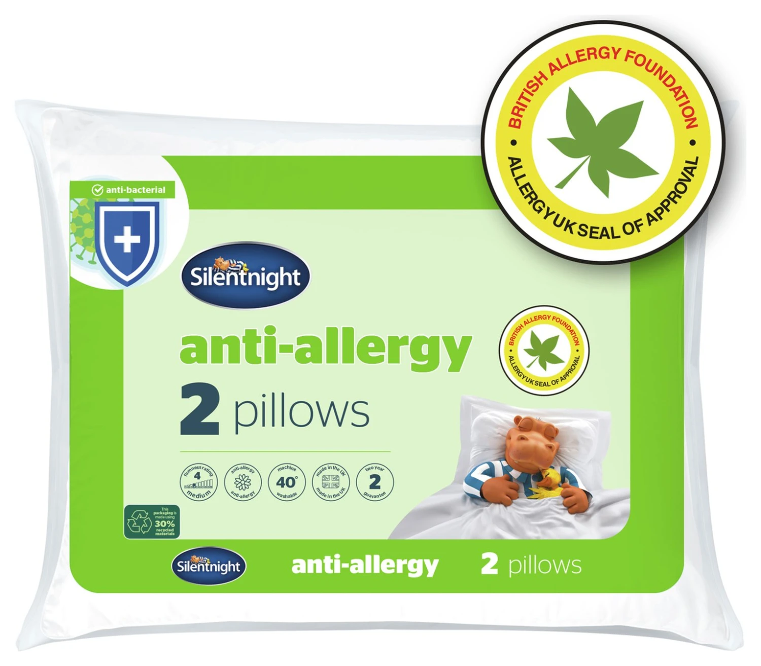 Silentnight Anti-Allergy Medium/ Soft Pillow - 2 Pack 3 Silentnight Anti-Allergy Medium/ Soft Pillow - 2 Pack