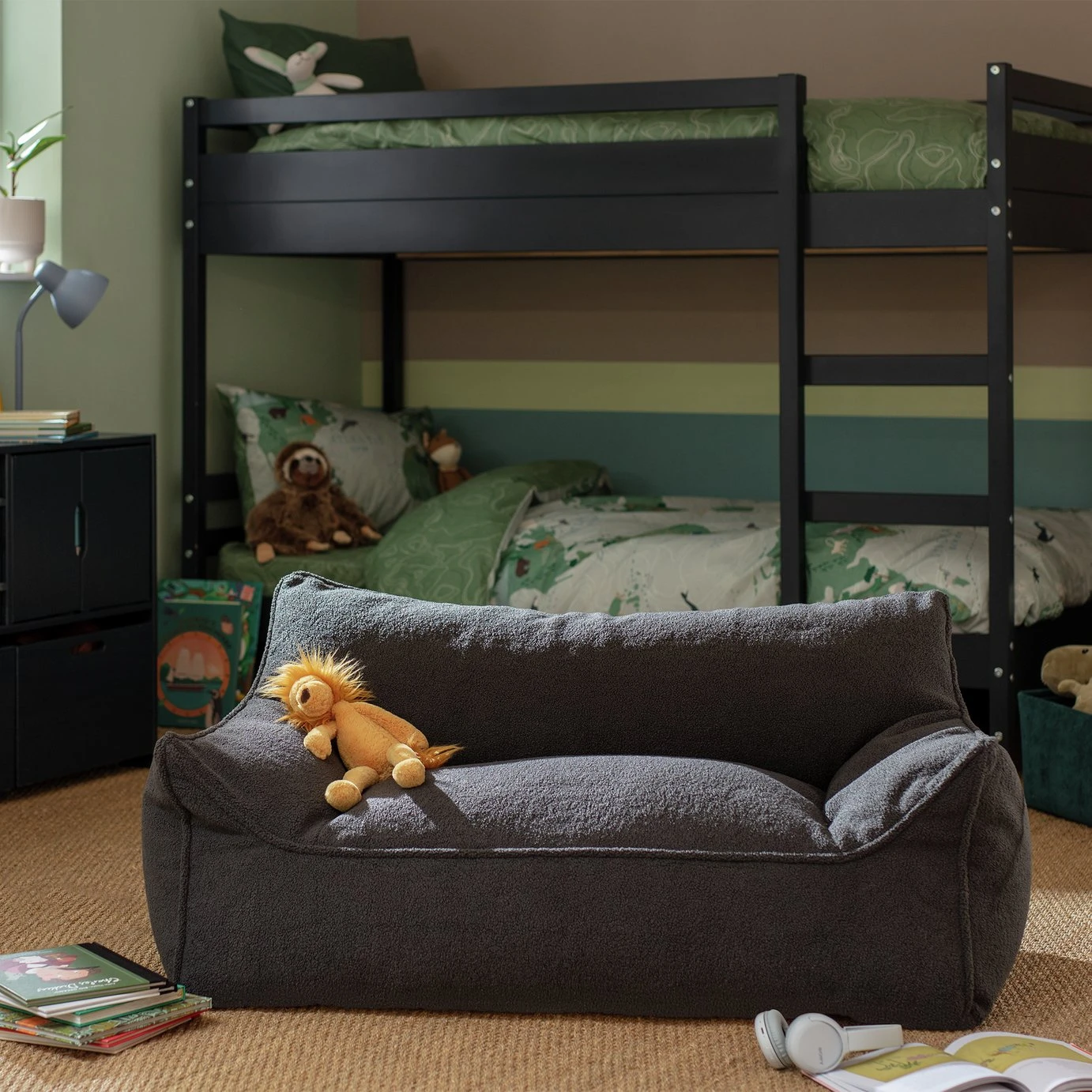 Habitat Kids Double Chair Bean Bag - Charcoal 3 Habitat Kids Double Chair Bean Bag - Charcoal