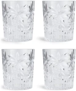 Habitat Palm Design Transparent Tumbler - Pack Of 4