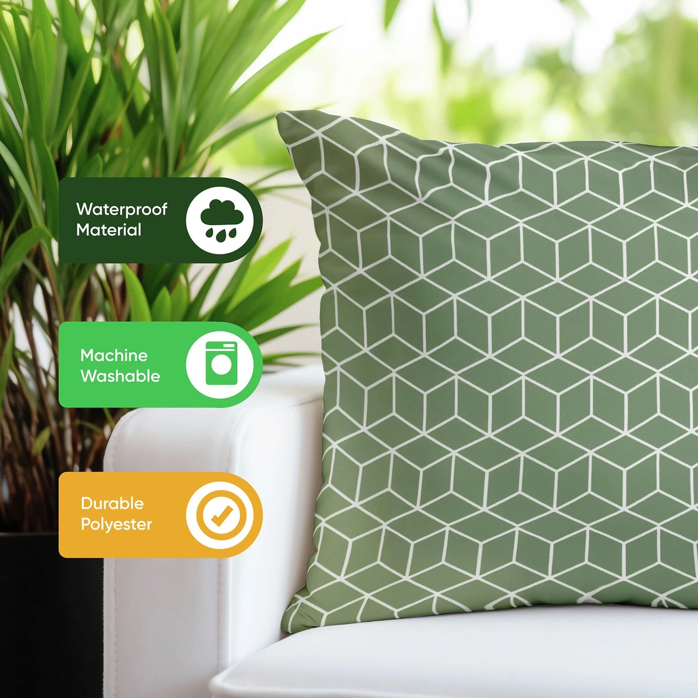 Streetwize Outdoor Cushion Green - Pack Of 4 7 Streetwize Outdoor Cushion Green - Pack Of 4 - Image 5
