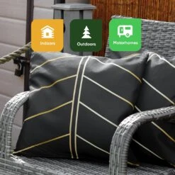 Streetwize Gold Palm Printed Outdoor Cushion - Pack Of 4 13 Streetwize Gold Palm Printed Outdoor Cushion - Pack Of 4 -Bedding Promotion Store 1480100 R Z006A