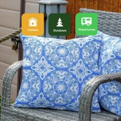 Streetwize Jacquard Outdoor Cushion Blue - Pack Of 4 -Bedding Promotion Store 1480117 R Z006A