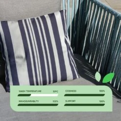 Streetwize Blue Stripes Outdoor Cushion - Pack Of 4 -Bedding Promotion Store 1480148 R Z003A