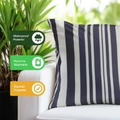 Streetwize Blue Stripes Outdoor Cushion - Pack Of 4 -Bedding Promotion Store 1480148 R Z005A