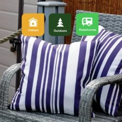 Streetwize Blue Stripes Outdoor Cushion - Pack Of 4 -Bedding Promotion Store 1480148 R Z006A