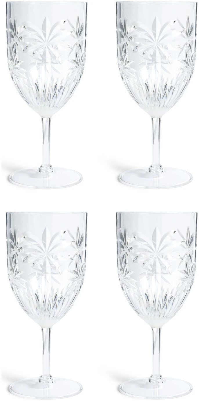 Habitat Palm Design Transparent Wine Glass - Pack Of 4 3 Habitat Palm Design Transparent Wine Glass - Pack Of 4