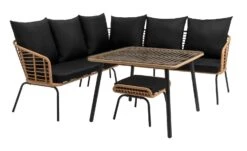 Habitat 7 Seater Rattan Effect Garden Corner Sofa Set- Black -Bedding Promotion Store 1975165 R Z002A