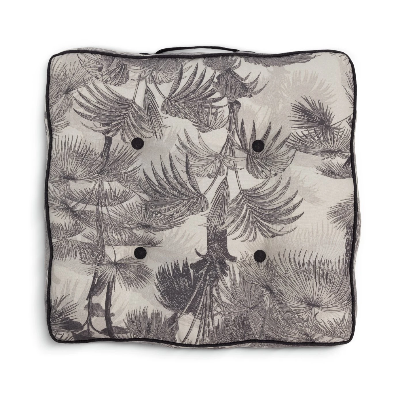 Habitat Palm Print Grey Floor Cushion 4 Habitat Palm Print Grey Floor Cushion - Image 2