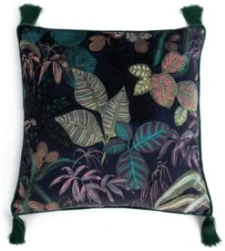 Habitat Botanical Print Velvet Cushion - Multi - 43x43cm -Bedding Promotion Store 2062840 R Z002A
