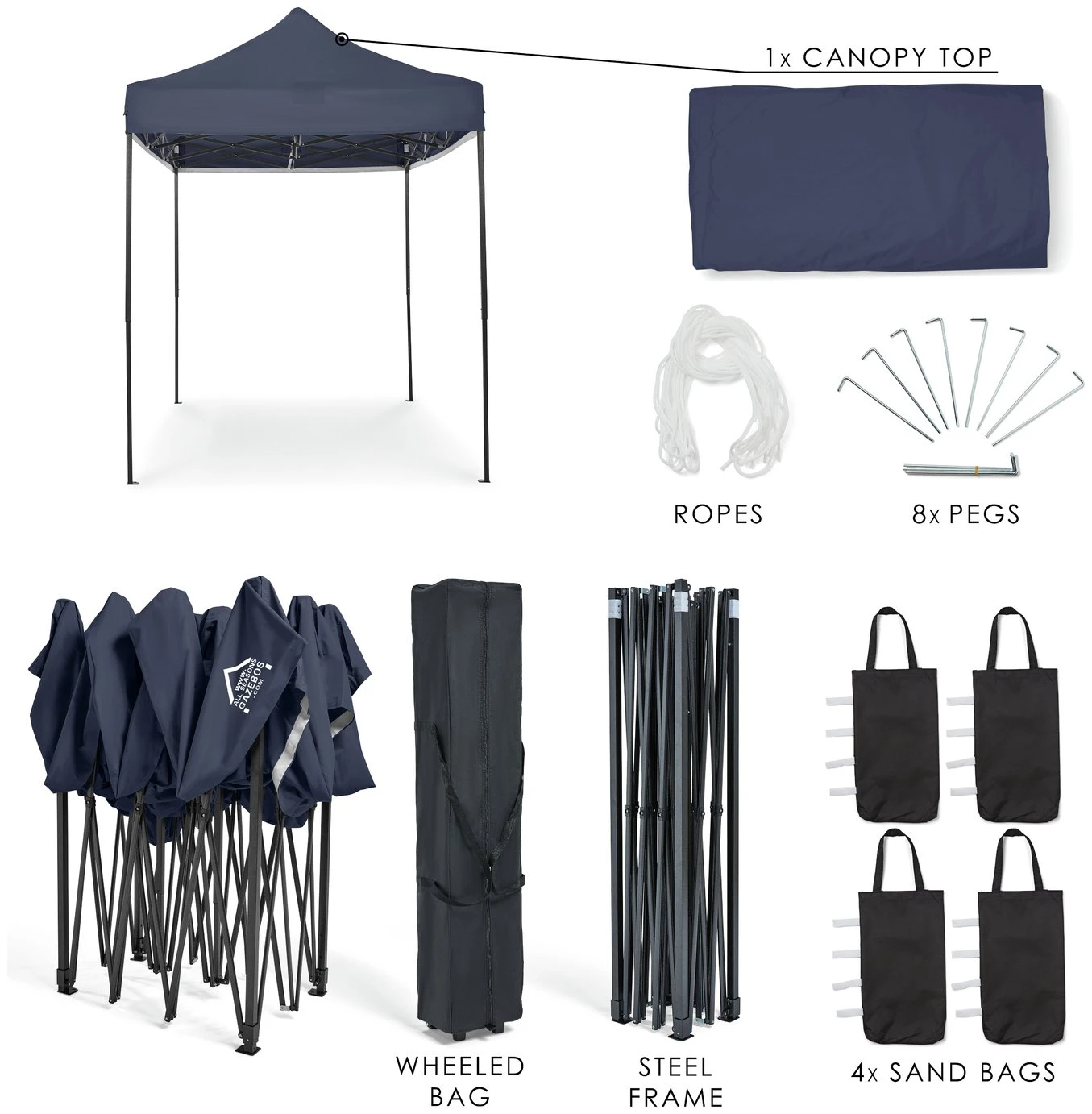 All Seasons 3m X 2m Garden Pop Up Gazebo - Navy Blue 5 All Seasons 3m X 2m Garden Pop Up Gazebo - Navy Blue - Image 3