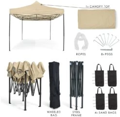 All Seasons 3m X 4.5m Garden Pop Up Gazebo - Beige -Bedding Promotion Store 2062936 R Z003A