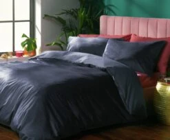 Habitat Plain Velvet Navy Bedding Set - Double 12 Habitat Plain Velvet Navy Bedding Set - Double -Bedding Promotion Store 2063241 R Z004A