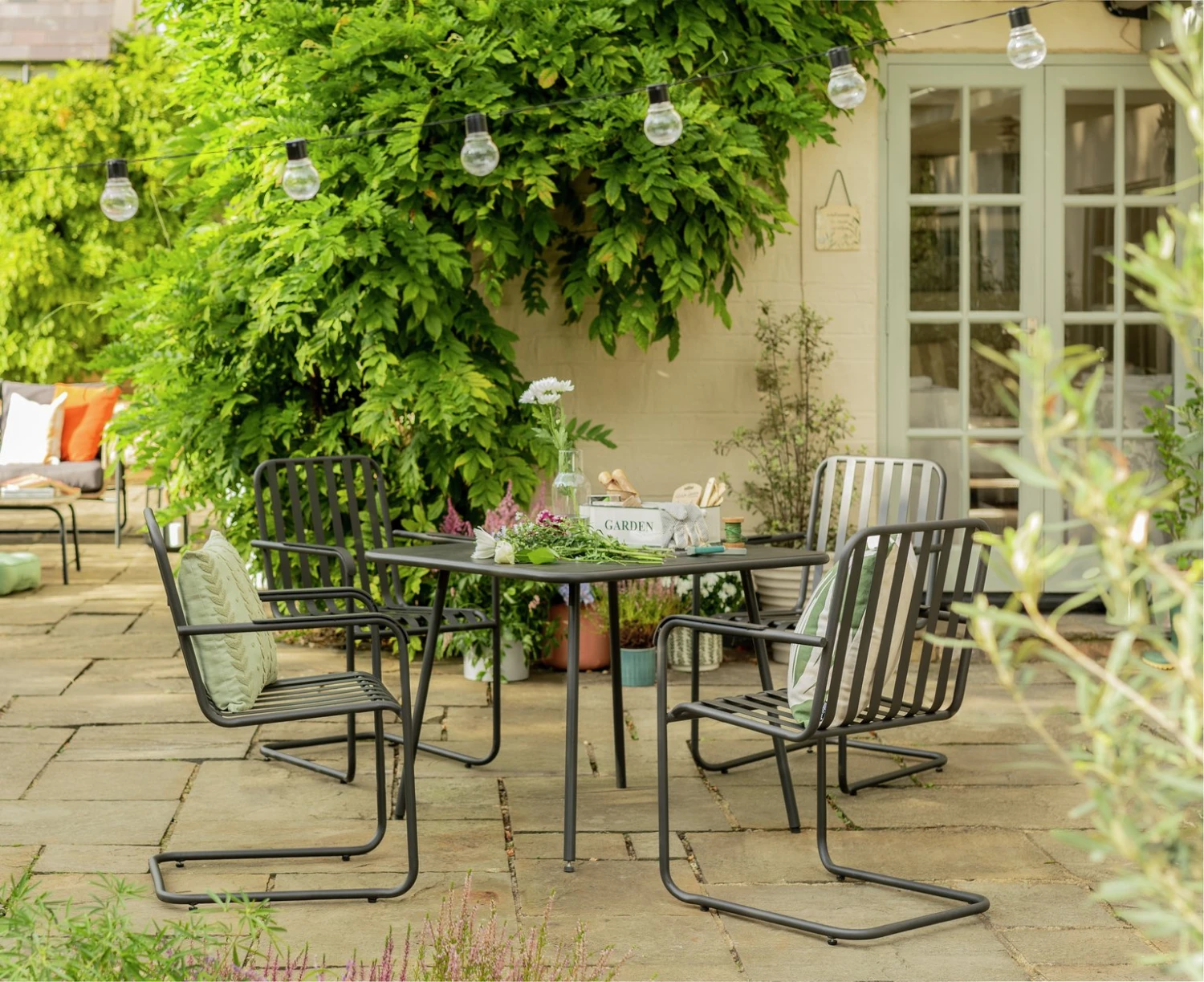 Habitat Indu 4 Seater Metal Patio Set - Black 4 Habitat Indu 4 Seater Metal Patio Set - Black - Image 2