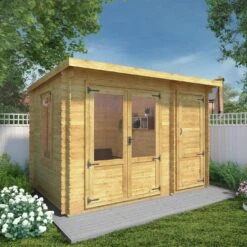Mercia Pent Log Cabin With Side Shed - 3.5x2.4 14 Mercia Pent Log Cabin With Side Shed - 3.5x2.4 -Bedding Promotion Store 2065579 R Z003A