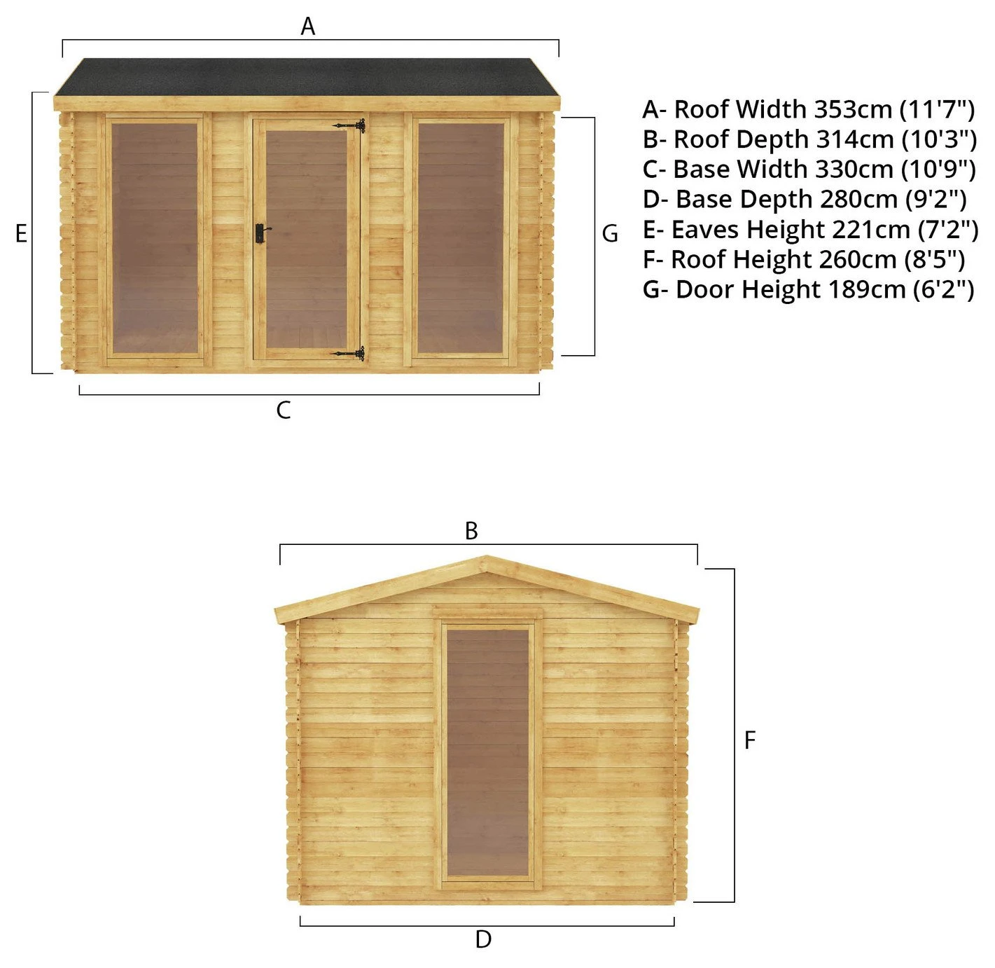 Mercia Kielder Log Cabin - 3.5x3 11 Mercia Kielder Log Cabin - 3.5x3 - Image 9