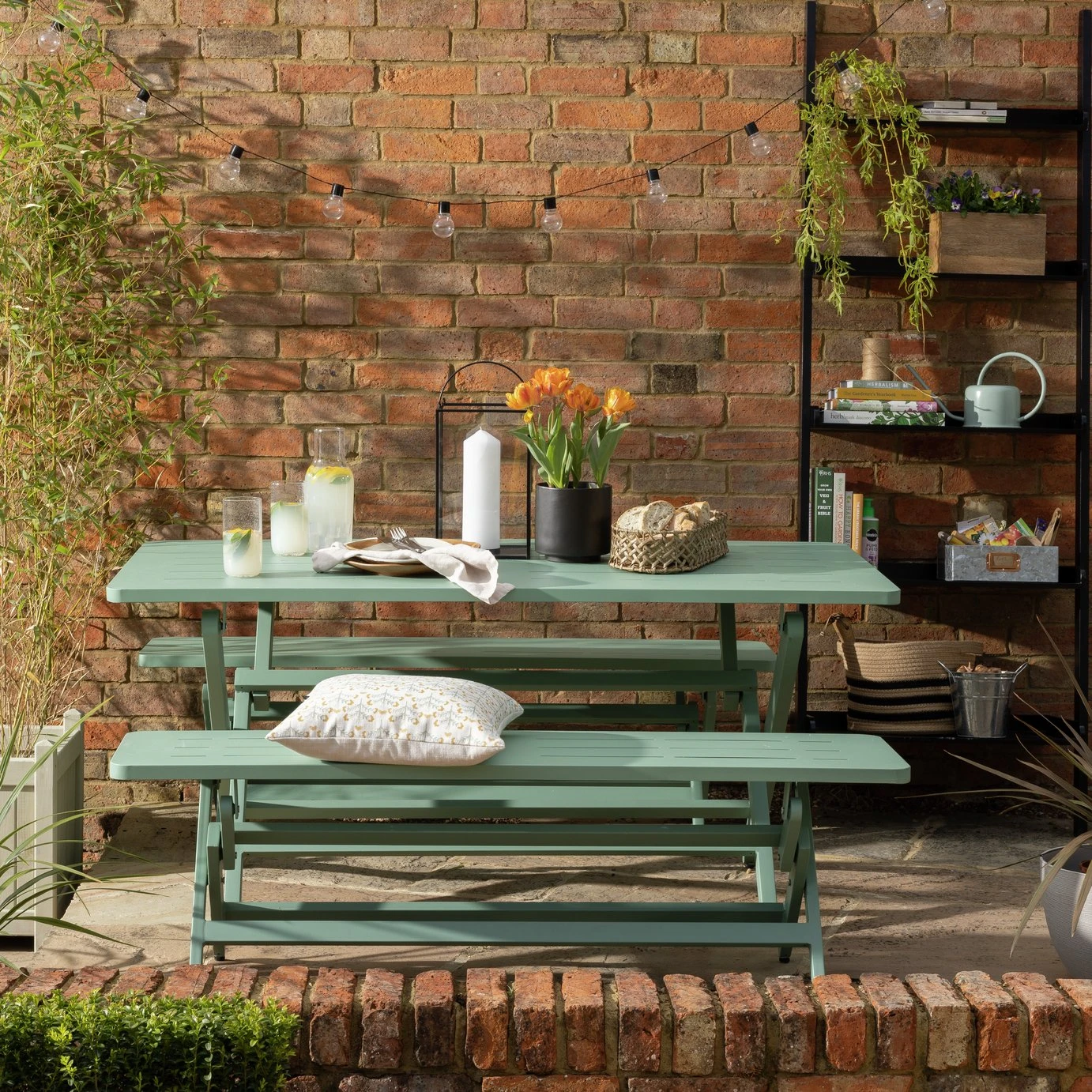 Habitat Folding 4 Seater Steel Dining Set - Green 3 Habitat Folding 4 Seater Steel Dining Set - Green