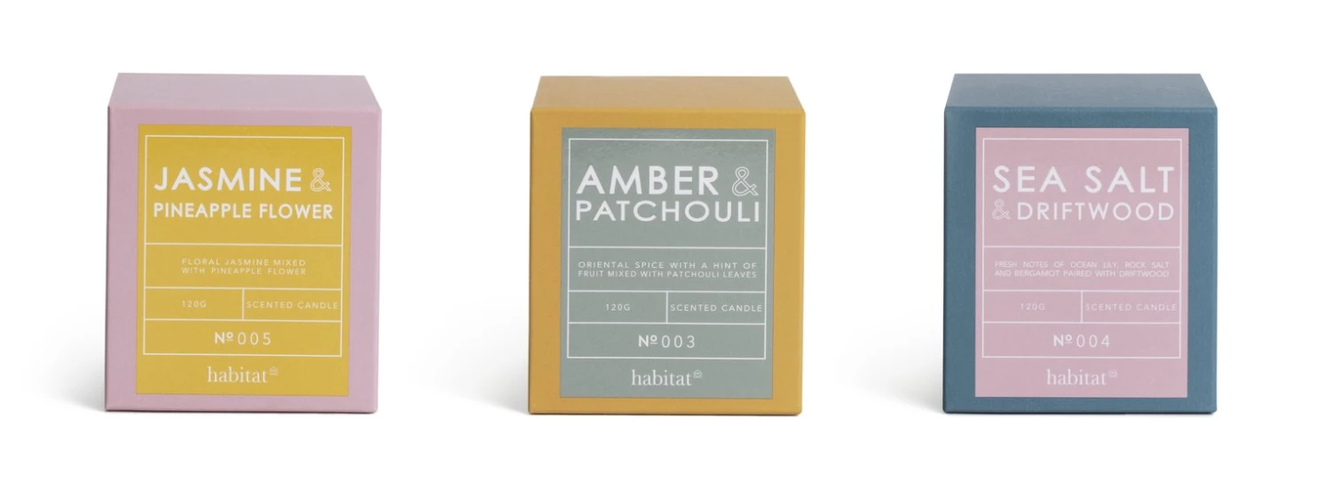 Habitat Scented Boxed Candle Set - Amber, Jasmine & Sea Salt 3 Habitat Scented Boxed Candle Set - Amber, Jasmine & Sea Salt