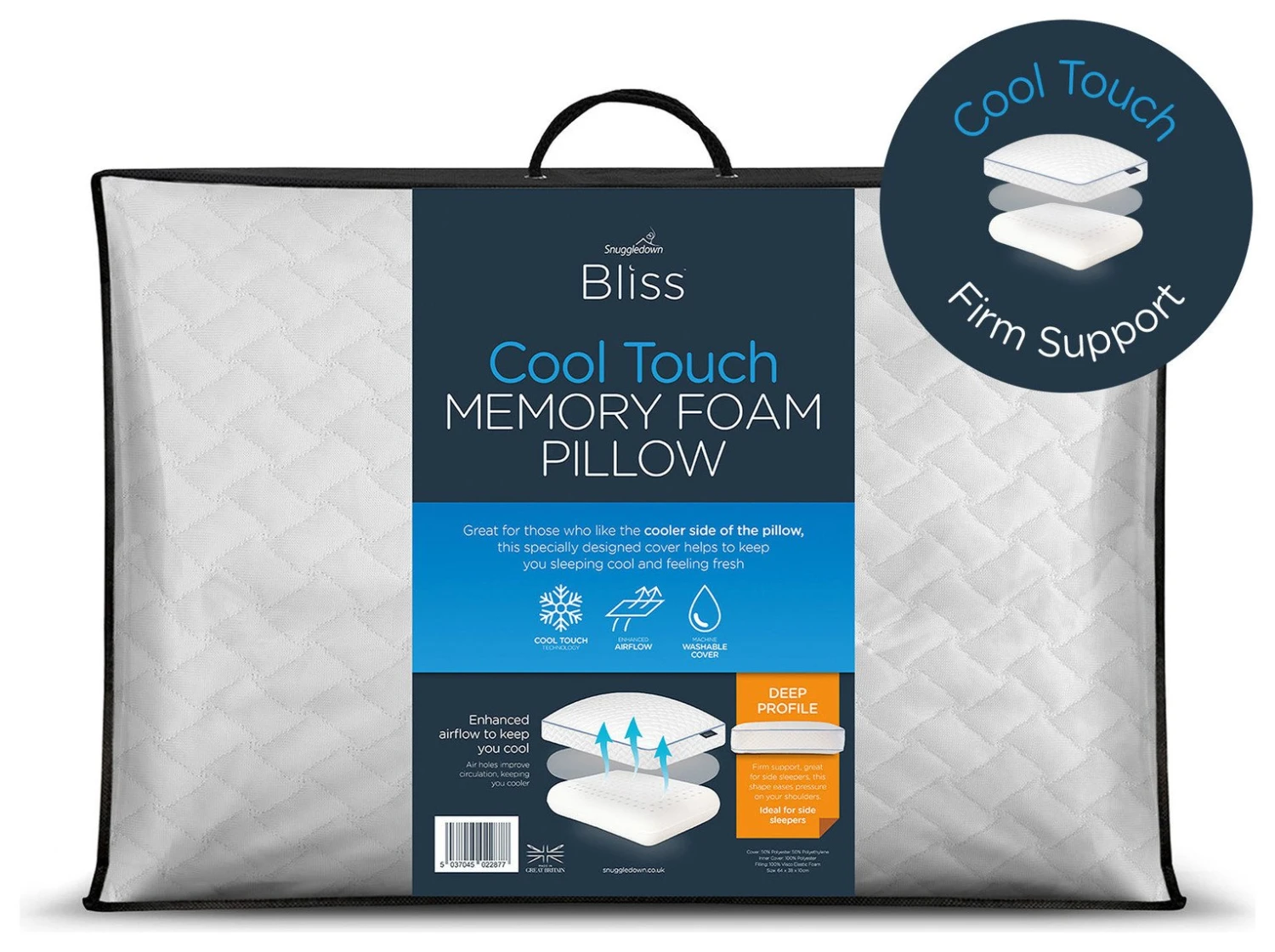 Snuggledown Bliss Cool Touch Memory Foam Firm Pillow 3 Snuggledown Bliss Cool Touch Memory Foam Firm Pillow