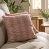 Habitat Checker Board Cushion - White & Pink - 43x43cm