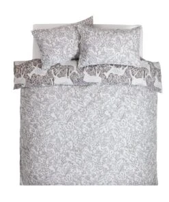 Habitat Brushed Cotton Deer Print Grey Bedding Set - Single -Bedding Promotion Store 2729107 R Z003A