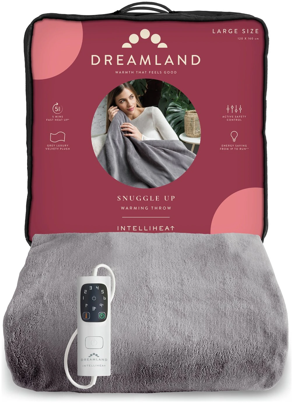 Dreamland Snuggle Up Heated Grey Throw - Large 9 Dreamland Snuggle Up Heated Grey Throw - Large - Image 7