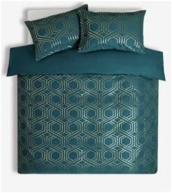 Habitat Geo Jacquard Teal Bedding Set - Double -Bedding Promotion Store 3036734 R Z002A