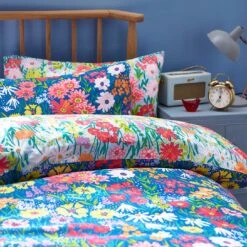 Furn Wild Meadow Floral Blue Bedding Set - Single