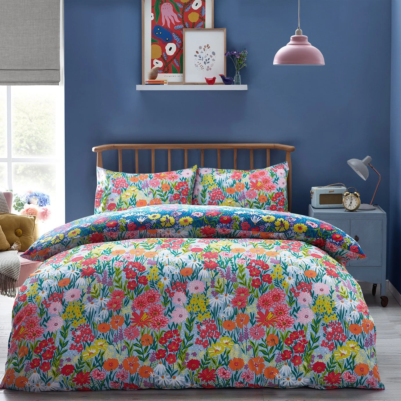 Furn Wild Meadow Floral Blue Bedding Set - Single 4 Furn Wild Meadow Floral Blue Bedding Set - Single - Image 2