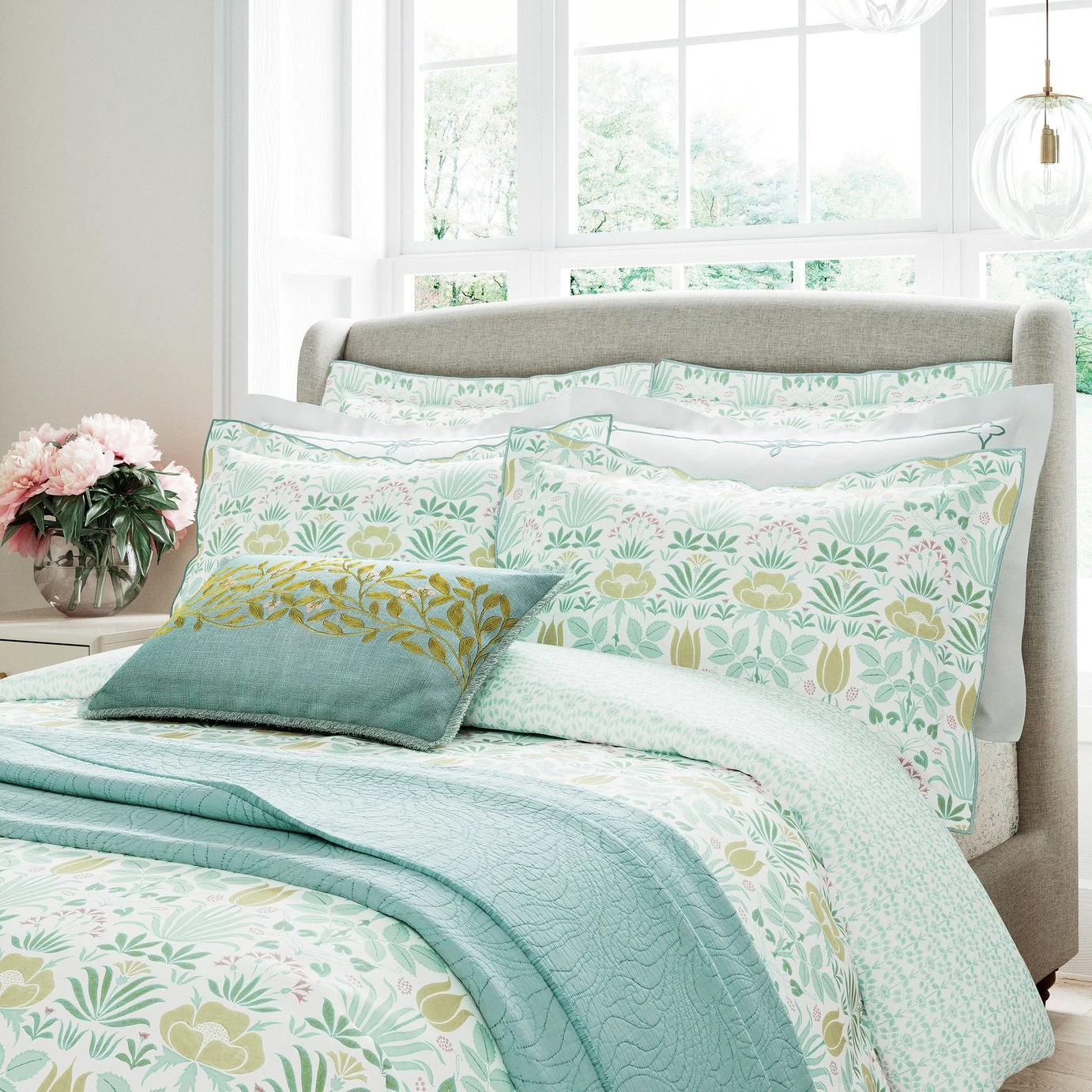 V&A Cotton 200TC Voysey Anselm Aqua Bedding Set - Double 3 V&A Cotton 200TC Voysey Anselm Aqua Bedding Set - Double