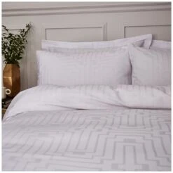 Bianca Cotton 180 TC Geometric White Bedding Set - Double 11 Bianca Cotton 180 TC Geometric White Bedding Set - Double -Bedding Promotion Store 3080412 R Z005A