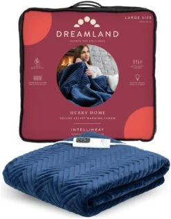 Dreamland Deluxe Velvet Royal Blue Heated Throw - Large -Bedding Promotion Store 3340901 R Z002A