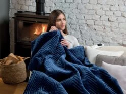 Dreamland Deluxe Velvet Royal Blue Heated Throw - Large -Bedding Promotion Store 3340901 R Z003A