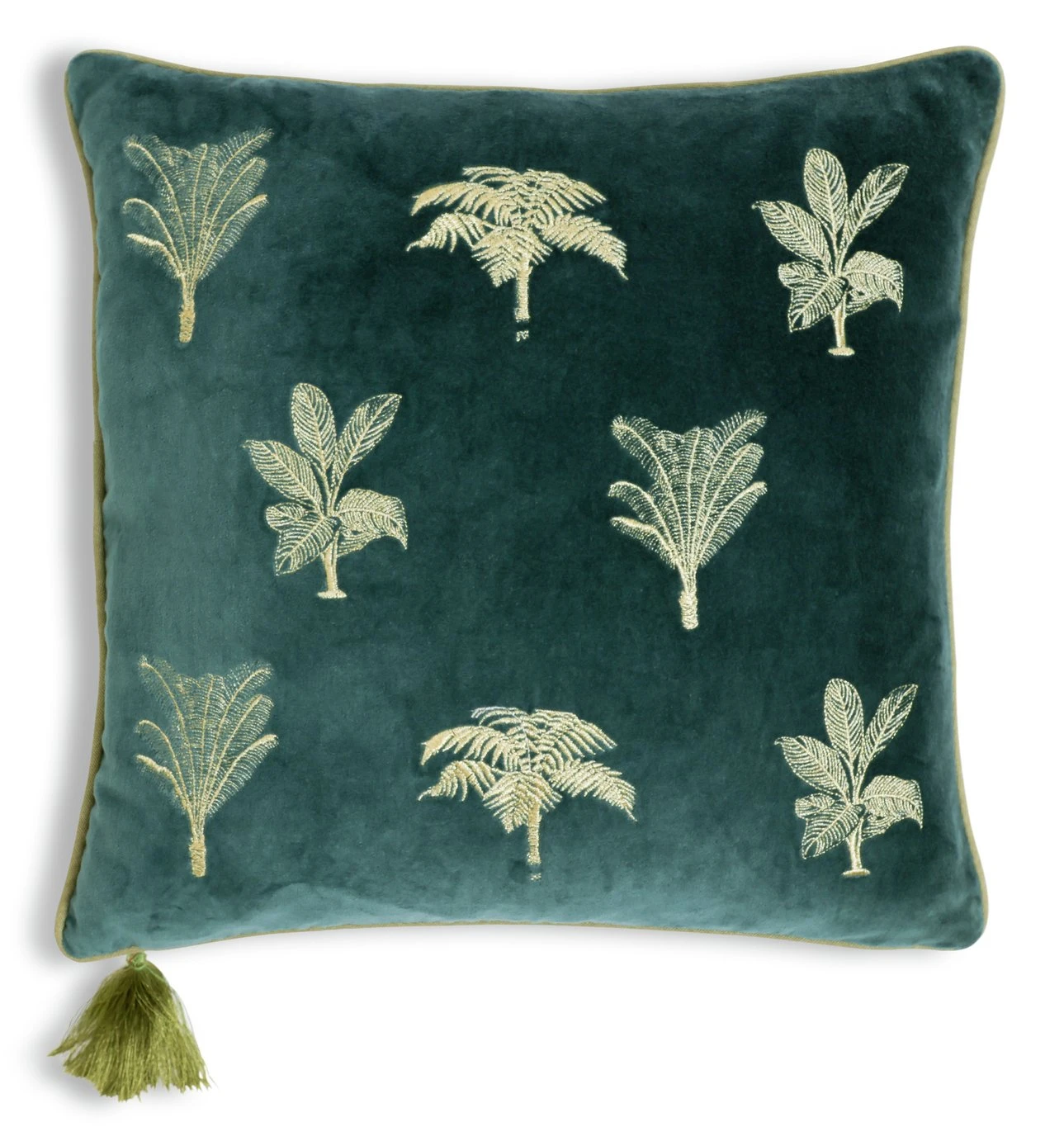 Habitat Embroidered Palm Cushion - Green -43X43cm 5 Habitat Embroidered Palm Cushion - Green -43X43cm - Image 3