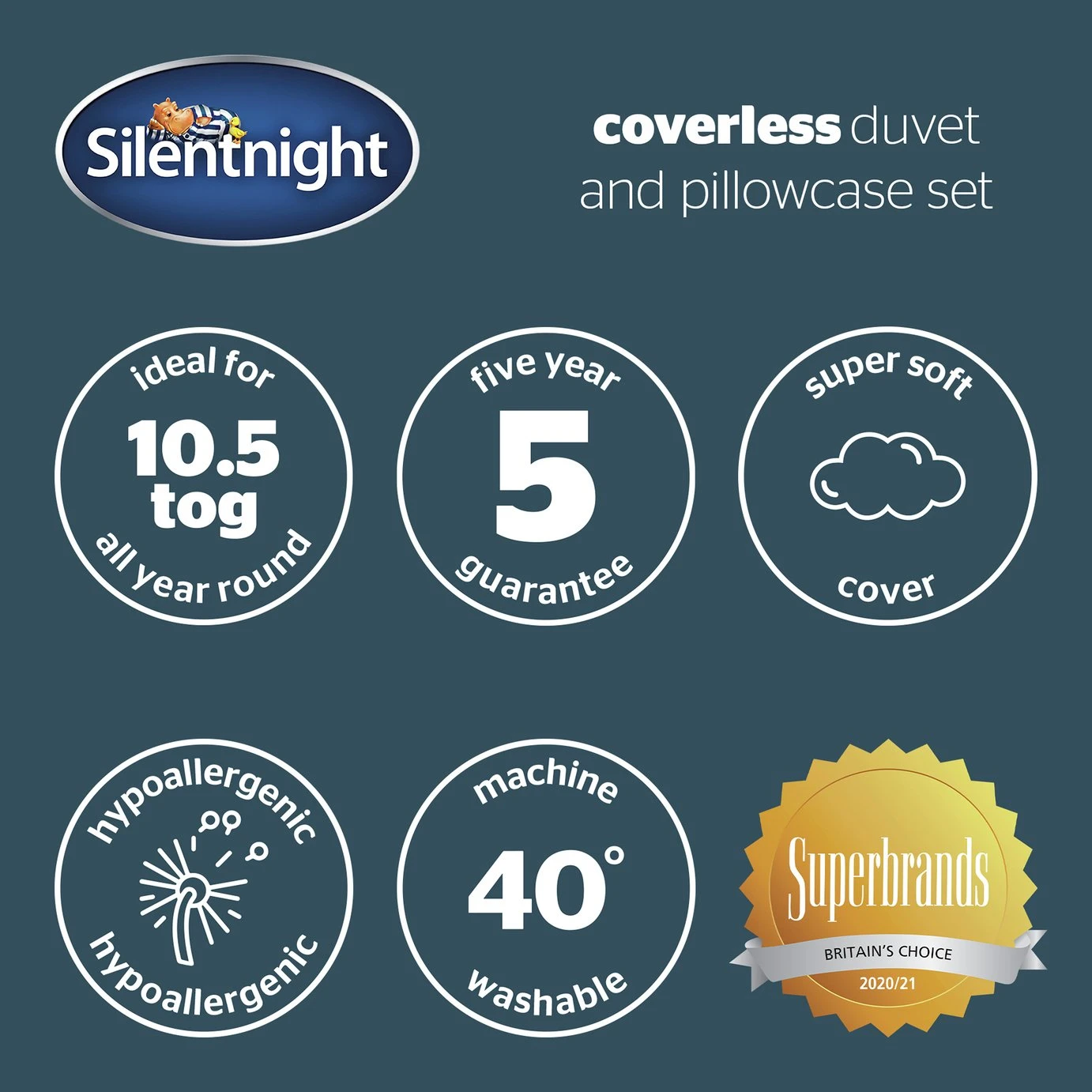 Silentnight Coverless 10.5Tog Grey Duvet & Pillowcase-Single 12 Silentnight Coverless 10.5Tog Grey Duvet & Pillowcase-Single - Image 10