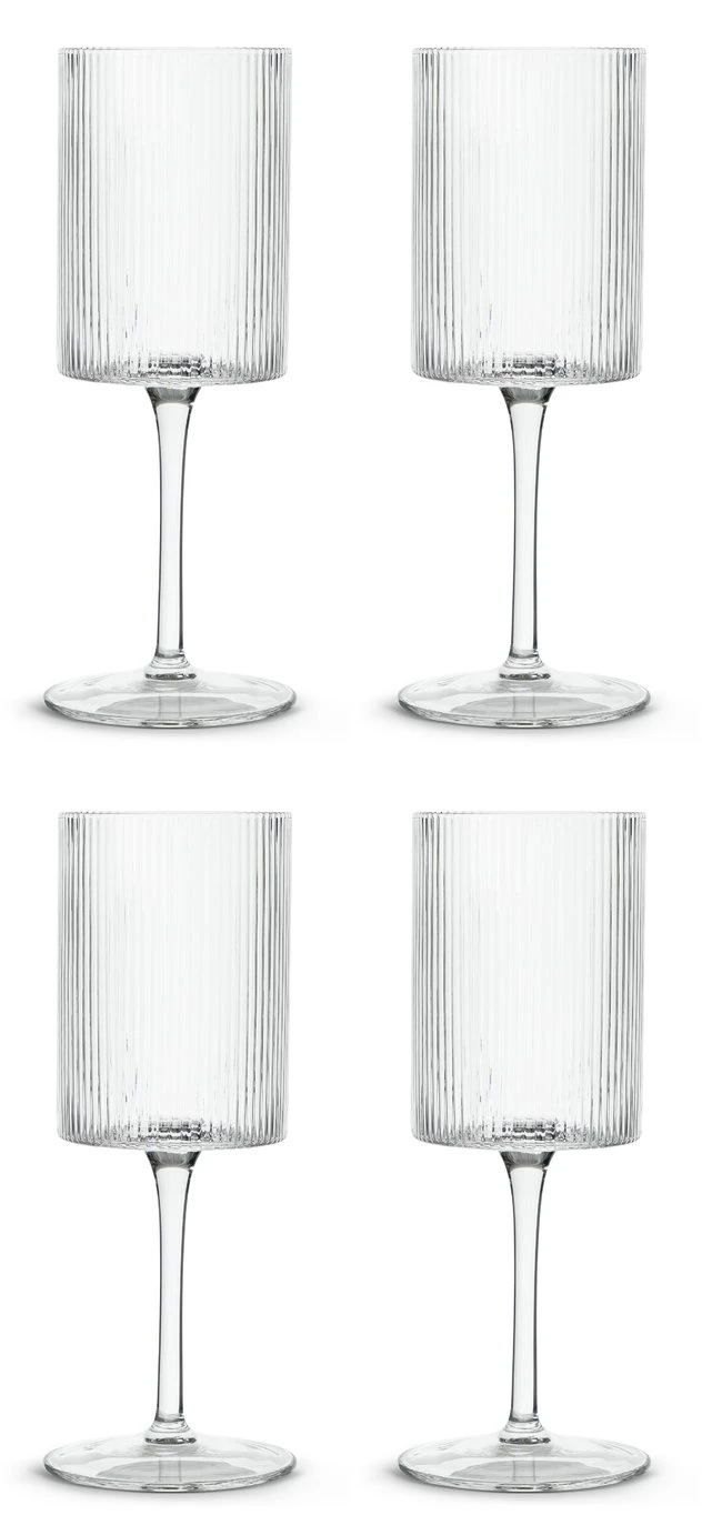 Habitat Ribbed Set Of 4 Wine Glasses 3 Habitat Ribbed Set Of 4 Wine Glasses