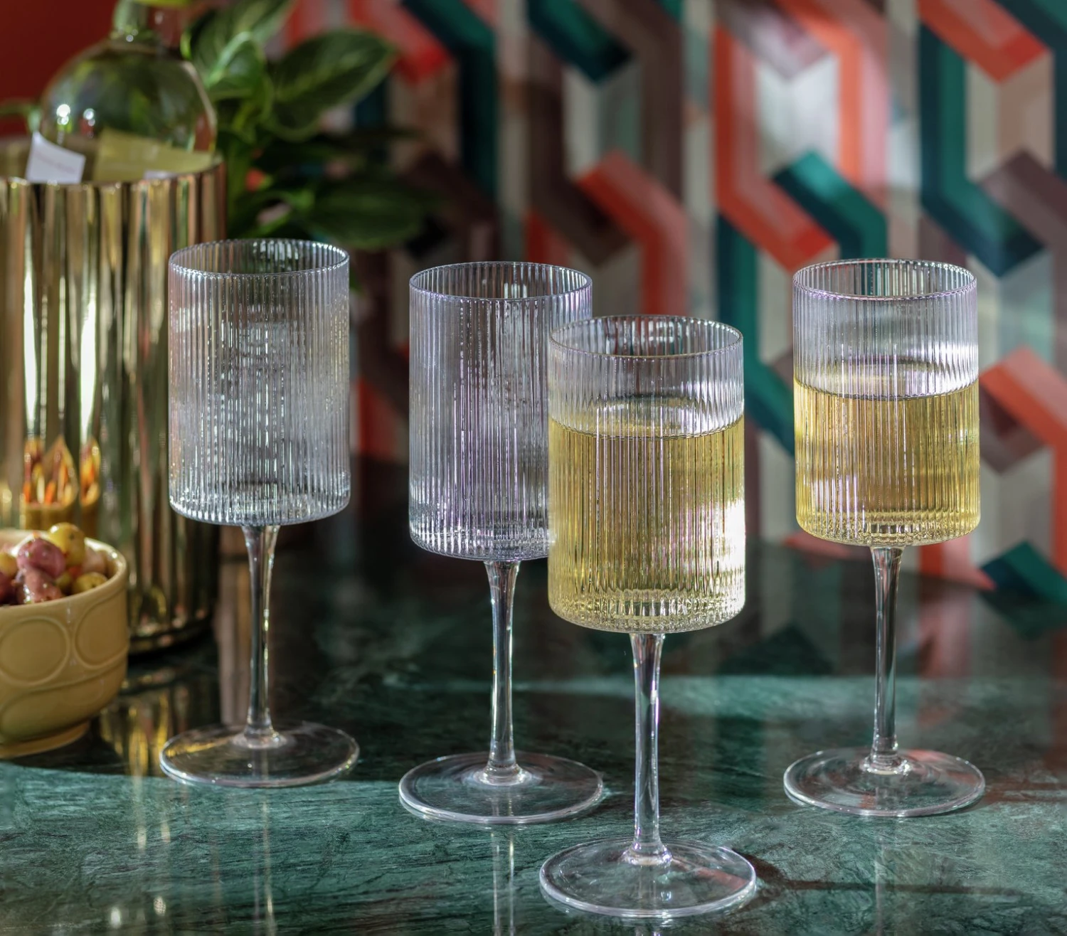 Habitat Ribbed Set Of 4 Wine Glasses 4 Habitat Ribbed Set Of 4 Wine Glasses - Image 2