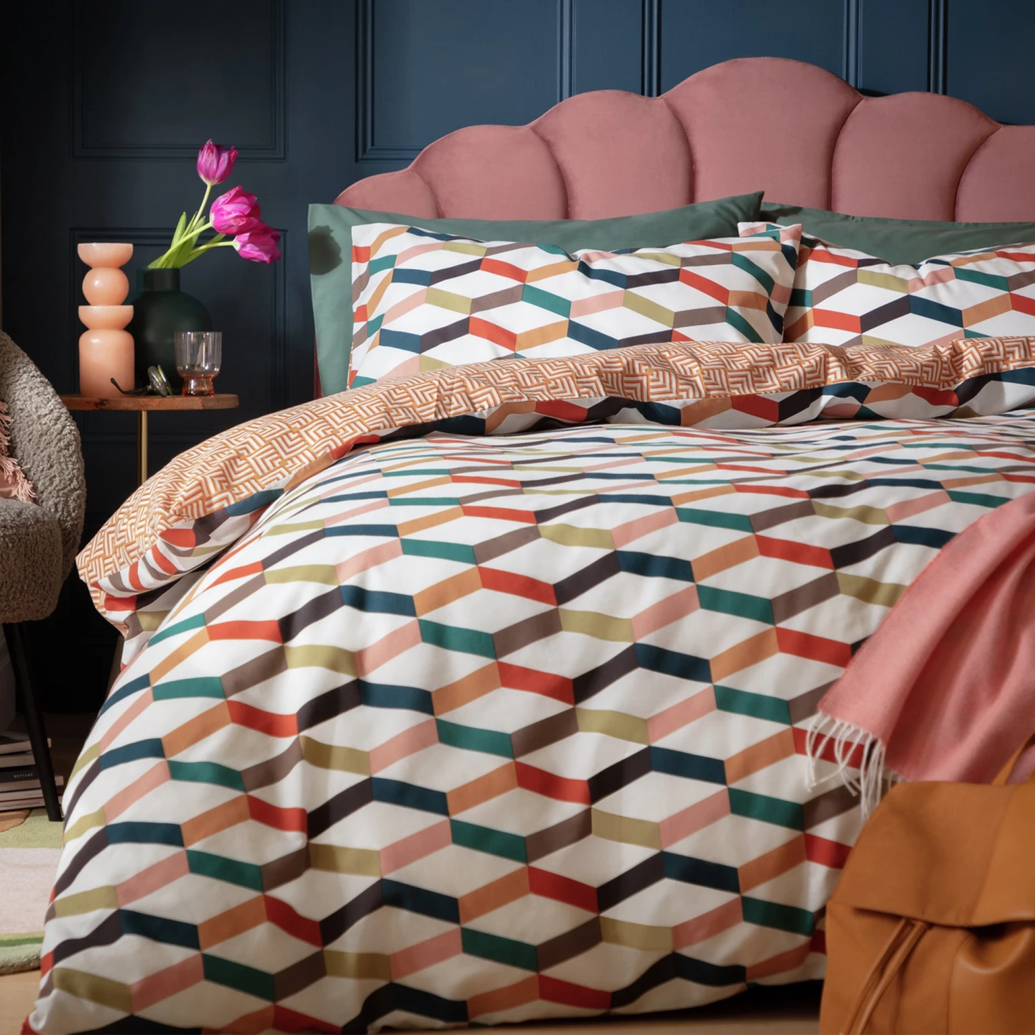 Habitat Geometric ZigZag Multicolour Bedding Set - Single 3 Habitat Geometric ZigZag Multicolour Bedding Set - Single