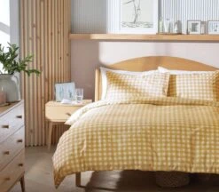 Habitat Herbalist Plain Gingham Yellow Bedding Set - Single