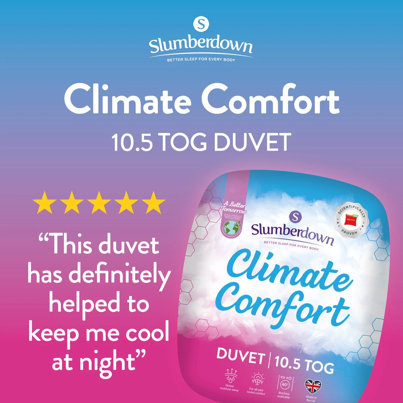 Slumberdown Climate Comfort 10.5 Tog Duvet - Single 4 Slumberdown Climate Comfort 10.5 Tog Duvet - Single - Image 2