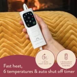 Dreamland Deluxe Velvet Mustard Heated Throw - Large -Bedding Promotion Store 4844994 R Z004A